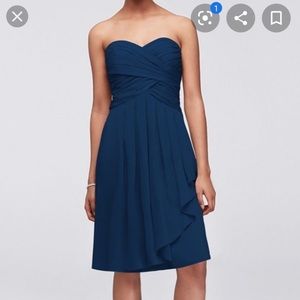 David’s Bridal Chiffon Navy Blue Dress